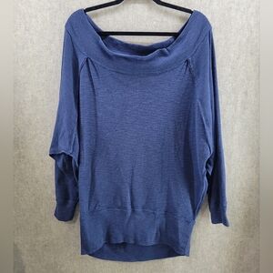 We The Free Free People Oversized Distressed‎ Light Weigjt Sweater Blue Size L